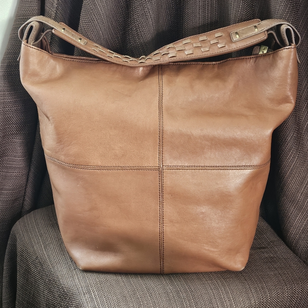 Kooba Leather Hobo Bag with Braided Leather Strap